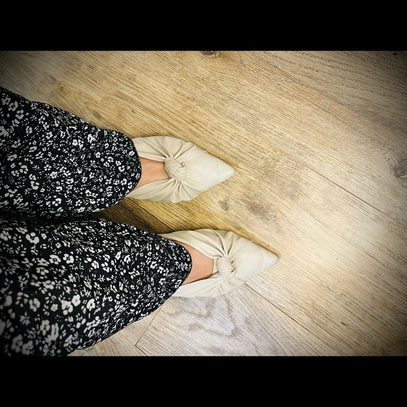 Zara annabel white leather flat ballet with front knot, size 40 - Picture 3 of 3